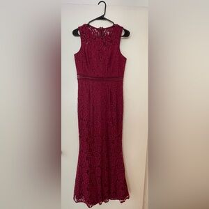 Burgundy Floral Lace Dress
